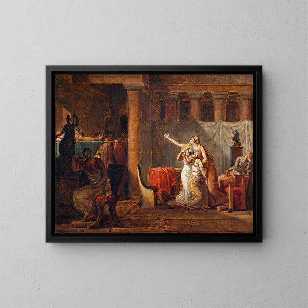 Powrót liczków do Brutusa z ciałami jego synów - Studium - Jacques Louis David — oprawiony obraz na ścianie