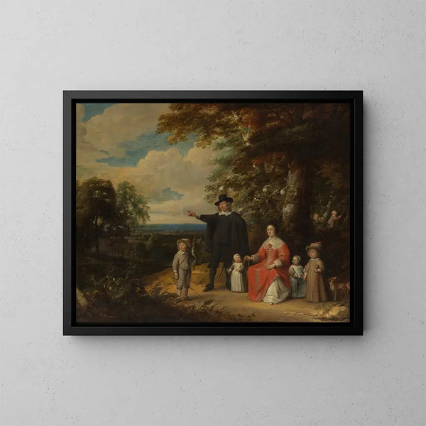 Rodzinna grupa w pejzażu - Jacques d'Arthois — oprawiony obraz na ścianie