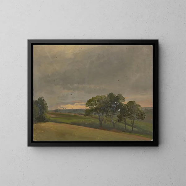 Prairie du soir avec des fleurs - Jakob Becker — oprawiony obraz na ścianie