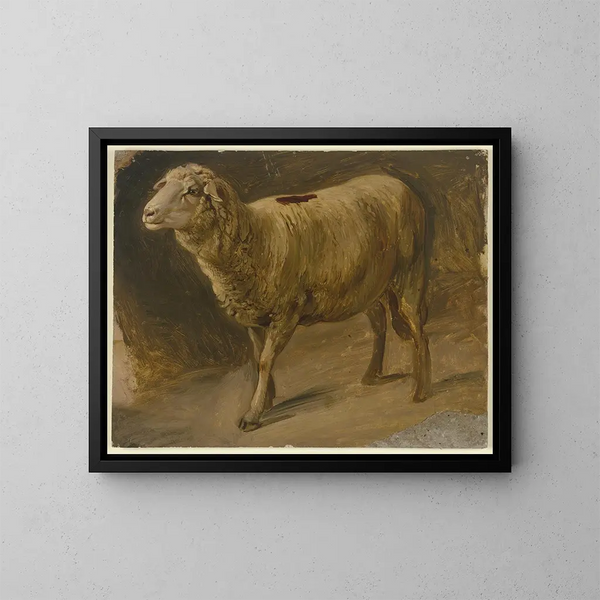 Moutons - Jakob Becker — oprawiony obraz na ścianie