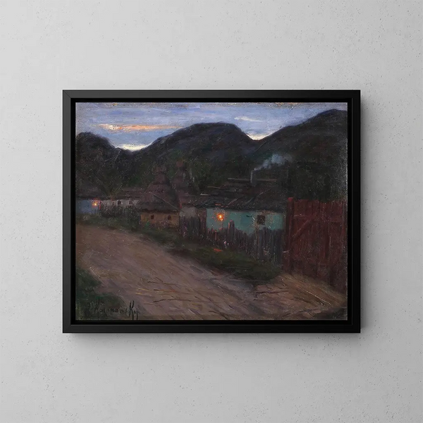 Rue de village nocturne - Jakob Koganowsky — oprawiony obraz na ścianie