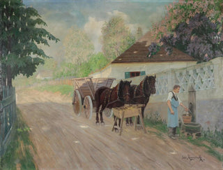 Ujeżdżanie koni w spoczynku - Jakob Koganowsky — widok dzieła