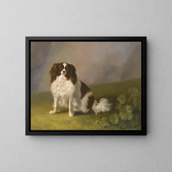 Portret spaniela King Charles w pejzażu - Jakob Philipp Hackert — oprawiony obraz na ścianie