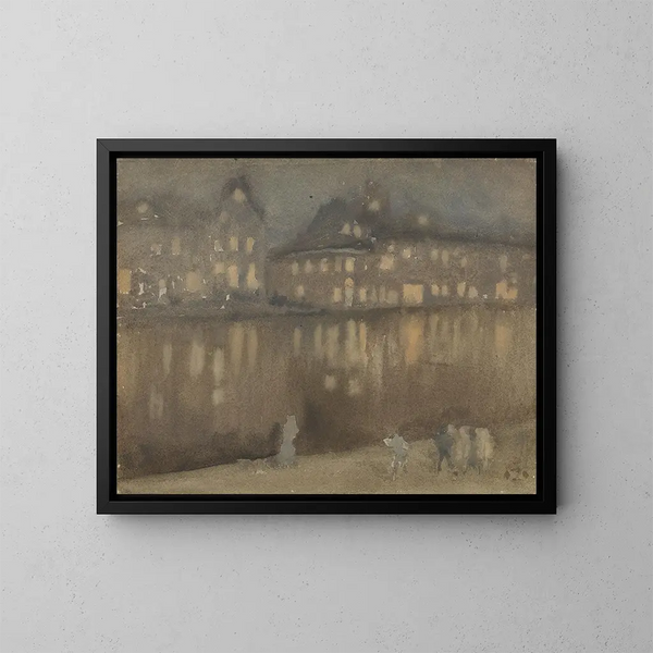 Wielki Kanał, Amsterdam, Nocny - James Abbott McNeill Whistler — oprawiony obraz na ścianie