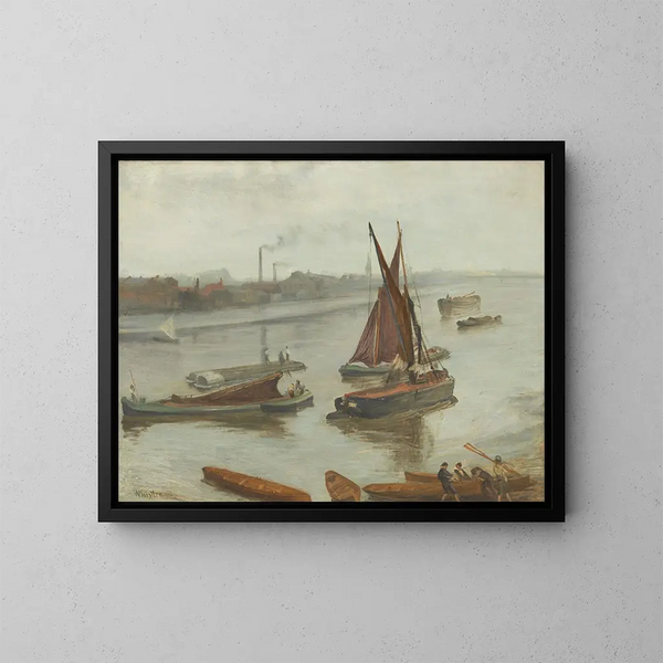 szary i srebrny, dawny Battersea Reach - James Abbott McNeill Whistler — oprawiony obraz na ścianie