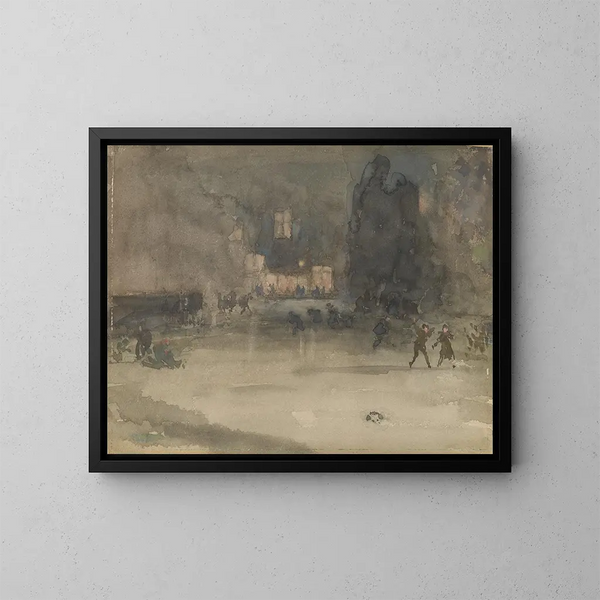 Nocturne w Amsterdamie zimą - James Abbott McNeill Whistler — oprawiony obraz na ścianie