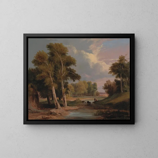 James Arthur OConnor - A Wooded River Landscape with Fishermen.webp