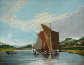 Barges sur une rivière - James Baker Pyne — widok dzieła