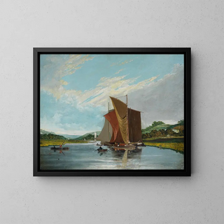 Barges sur une rivière - James Baker Pyne — oprawiony obraz na ścianie