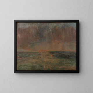 dużego morskiego krajobrazu o zachodzie słońca - James Ensor — oprawiony obraz na ścianie