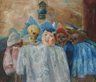 Pierrot i szkielety - James Ensor — widok dzieła