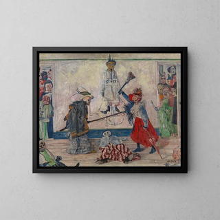 Szkieletów walczących o ciało powieszonego - James Ensor — oprawiony obraz na ścianie