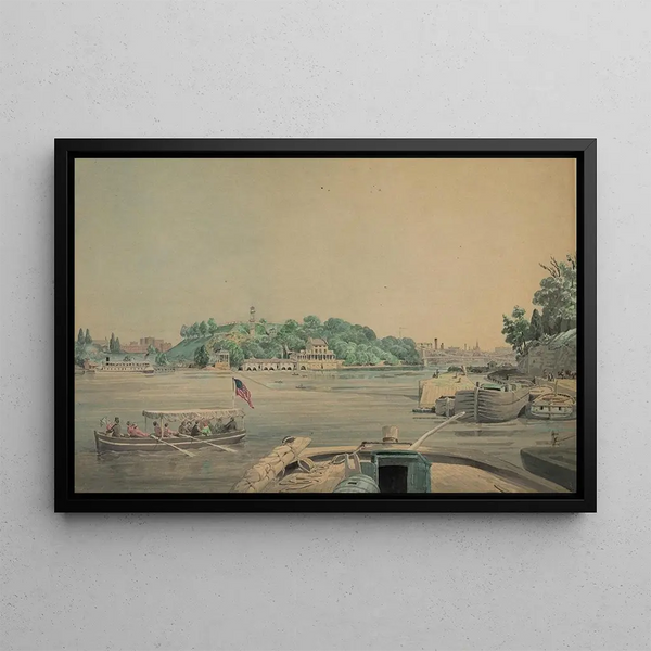 stacji pomp Fairmount nad rzeką Schuylkill, Filadelfia, Pensylwania - James Fuller Queen — oprawiony obraz na ścianie