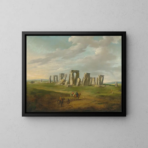 Stonehenge z wozem i podróżnikami na koniach - James Ross — oprawiony obraz na ścianie
