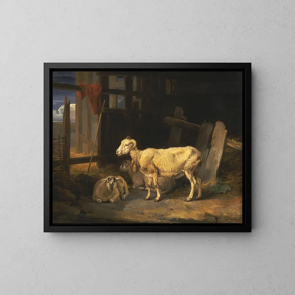 Moutons et agneaux dans la lande - James Ward — oprawiony obraz na ścianie