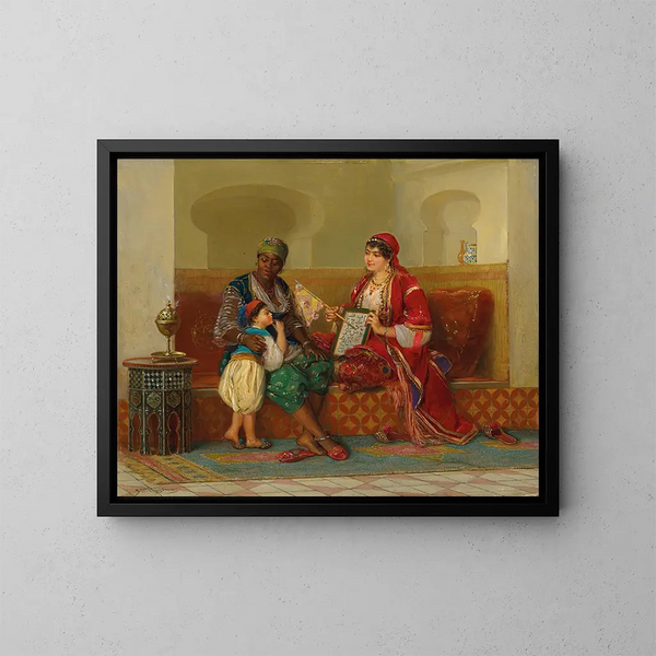 Nauka czytania - Jan Baptist Huysmans — oprawiony obraz na ścianie