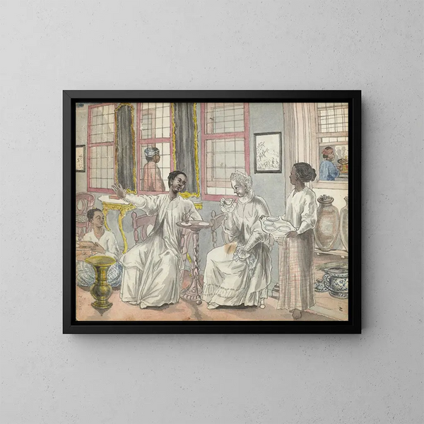 La visite dans une maison européenne à Batavia - Jan Brandes — oprawiony obraz na ścianie