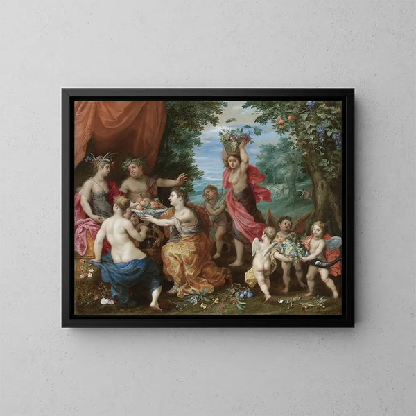 Un bacchanale avec Cérès, Bacchus et Vénus - Jan Brueghel le Jeune — oprawiony obraz na ścianie