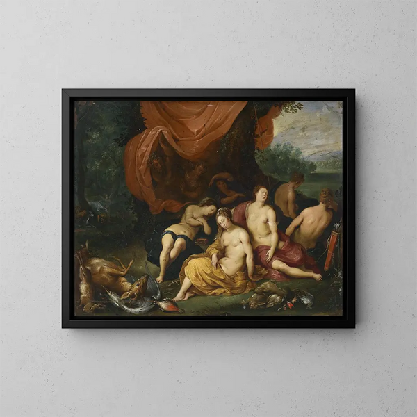 Diane i jej nimfy po polowaniu - Jan Brueghel młodszy — oprawiony obraz na ścianie