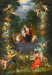 Święta Rodzina w girlandzie owoców, kwiatów i warzyw trzymany przez anioły - Jan Brueghel młodszy — widok dzieła