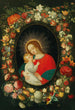 Matka Boska z Dzieciątkiem w kartuszu otoczonym girlandą kwiatów - Jan Brueghel młodszy — widok dzieła