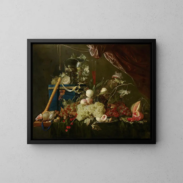 Wytworna martwa natura z pudełkiem na biżuterię - Jan Davidsz de Heem — oprawiony obraz na ścianie