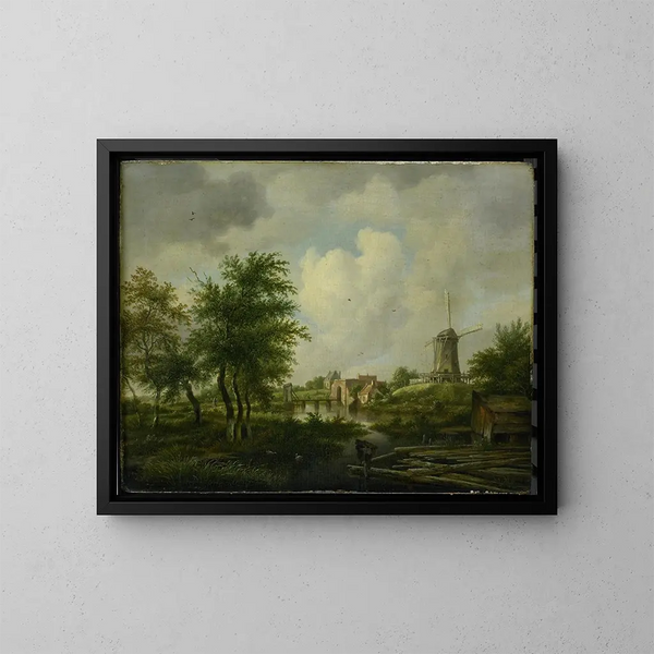 Le mur en ruine à Amsterdam avec la porte de Wetering vue depuis le Buitensingel - Jan Hulswit — oprawiony obraz na ścianie