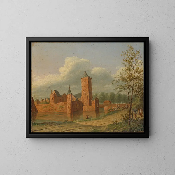 Zamku Château de Batestein niedaleko Vianen - Jan Jacob Teyler van Hall — oprawiony obraz na ścianie