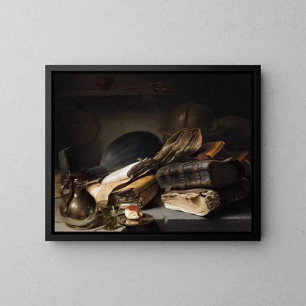 Martwa natura z książkami - Jan Lievens — oprawiony obraz na ścianie