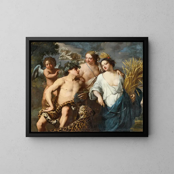 Ceres, Bachus i Wenus - Jan Miel — oprawiony obraz na ścianie