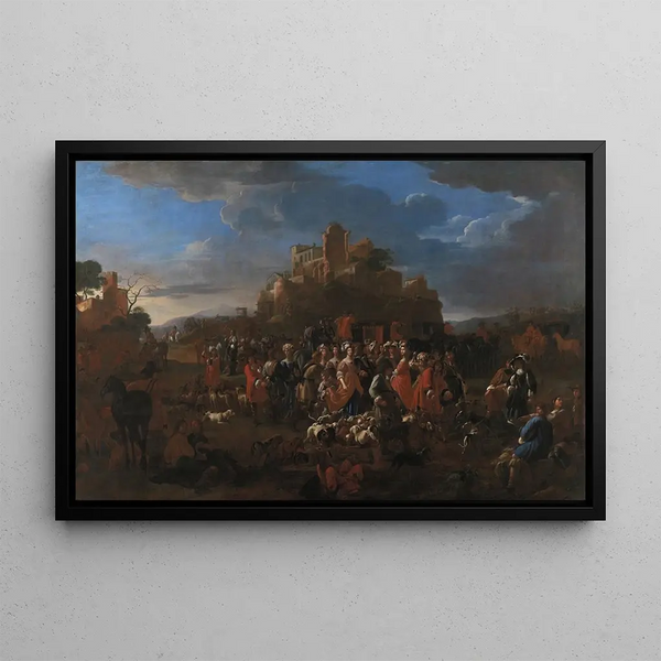 La Cour avec la Cour royale de Carlo Emanuele II et Francesca d'Orléans - Jan Miel — oprawiony obraz na ścianie