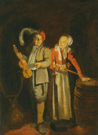 Jan Miense Molenaer - A boy and a girl playing music by candlelight.webp