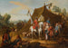 Wojskowy przedstawiający kawalerię księcia Sabaudii 1744-1745 z chorąży i końmi obok namiotu - Jan Peeter Verdussen — widok dzieła