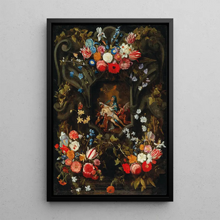 Jan Philips van Thielen - A garland of flowers surrounding a cartouche with a Piet.webp