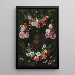 Jan Philips van Thielen - Cartouche Decorated with Swags and Sprays of Flowers.webp