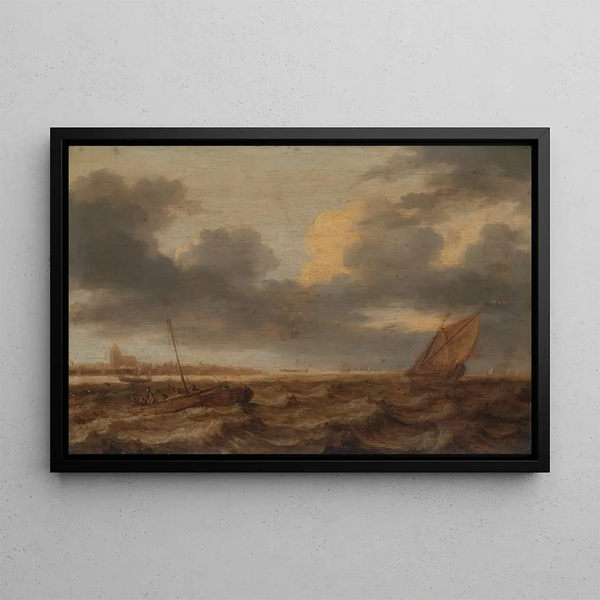 Jan Porcellis - Fishing Boats in choppy Waters.webp