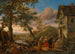 Jedna wróżka i chłopi przed gospodą z krajobrazem rzecznym w tle - Jan Steen — widok dzieła