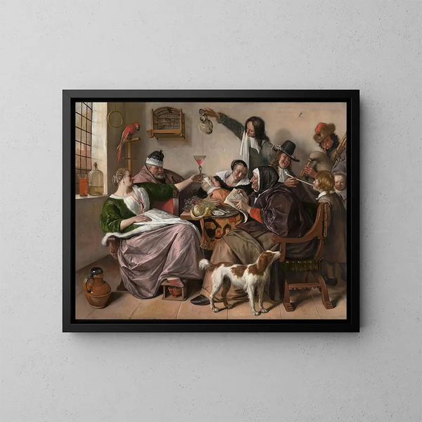 Jak starzec śpiewa, młody trębacz - Jan Steen — oprawiony obraz na ścianie