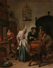 Wnętrza z kobietą karmiącą papugę znaną jako Klatka na papugi - Jan Steen — widok dzieła