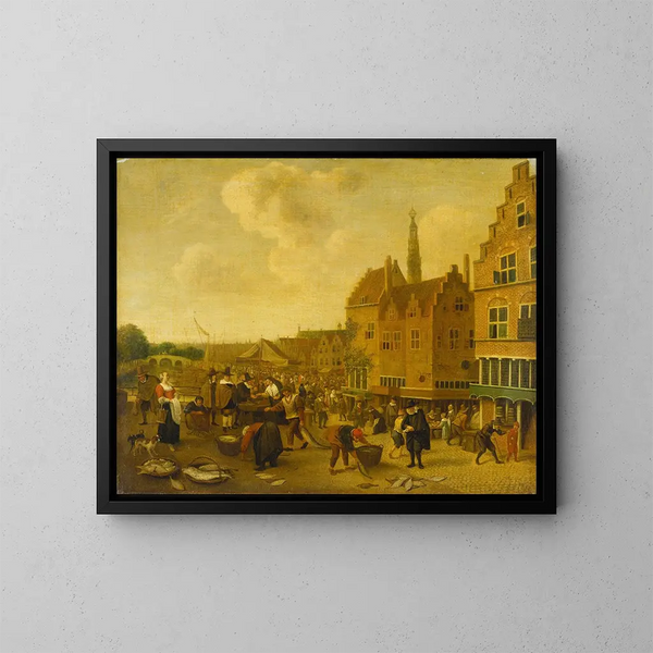 Le marché aux poissons à Leyde - Jan Steen — oprawiony obraz na ścianie