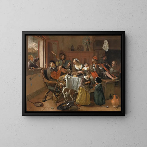 La Famille joyeuse - Jan Steen — oprawiony obraz na ścianie