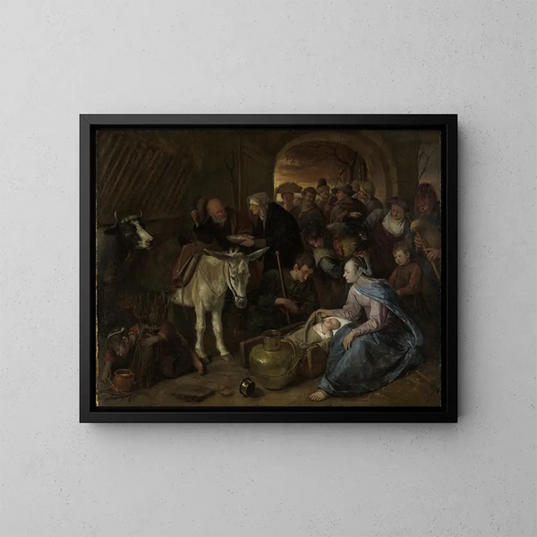 L'adoration des bergers - Jan Steen — oprawiony obraz na ścianie