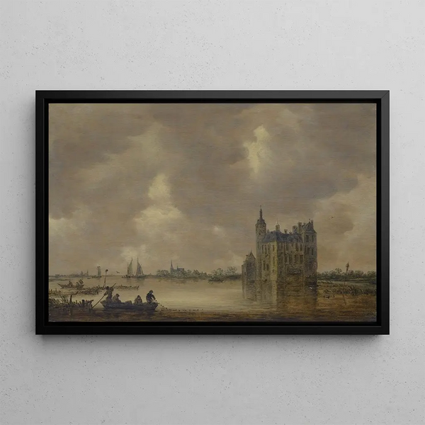 Zamek nad brzegiem rzeki - Jan van Goyen — oprawiony obraz na ścianie