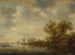 pejzażu rzecznych z żaglówkami, łodziami rybackimi i promem z rolnikami i bydłem - Jan van Goyen — widok dzieła
