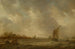 Jeden estuarium z rybakiem, statkami i kościołem po lewej stronie - Jan van Goyen — widok dzieła