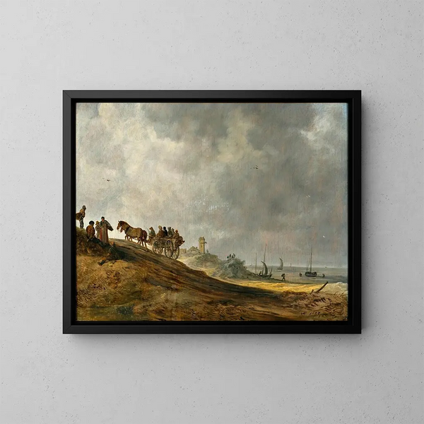plaży - Jan van Goyen — oprawiony obraz na ścianie
