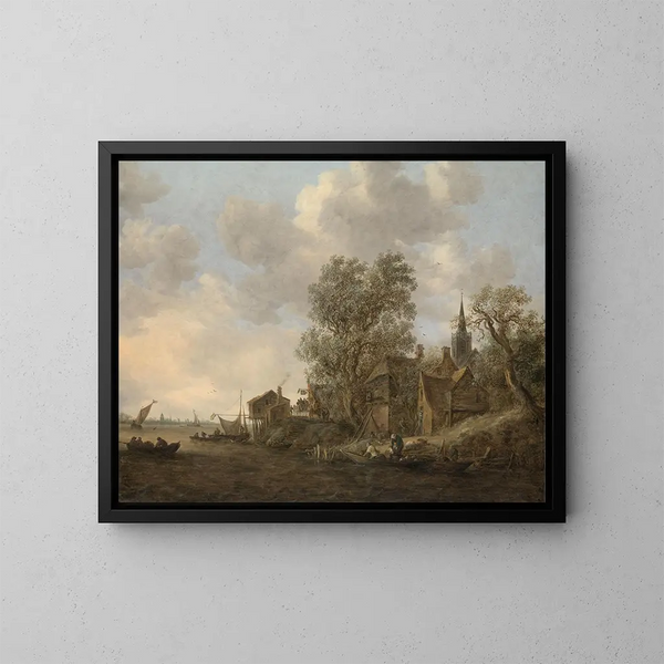 Widok miasta nad rzeką - Jan van Goyen — oprawiony obraz na ścianie