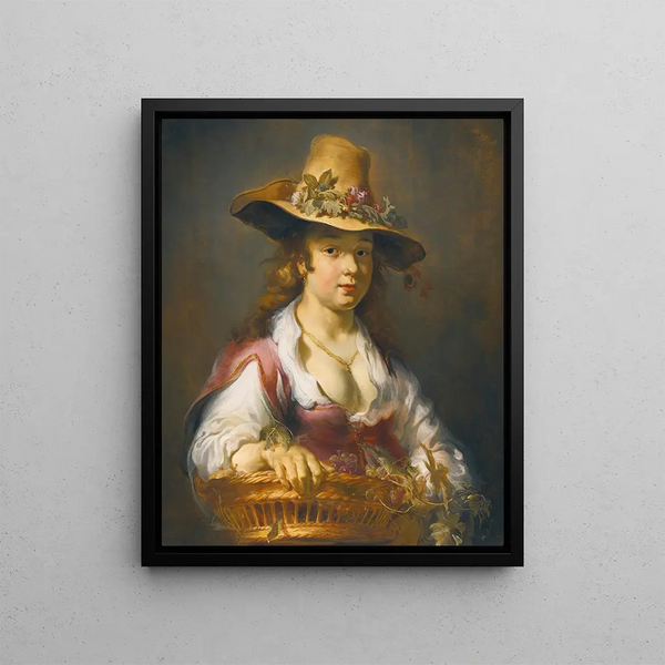 Jan van Noordt - A Girl With A Basket Of Fruit.webp