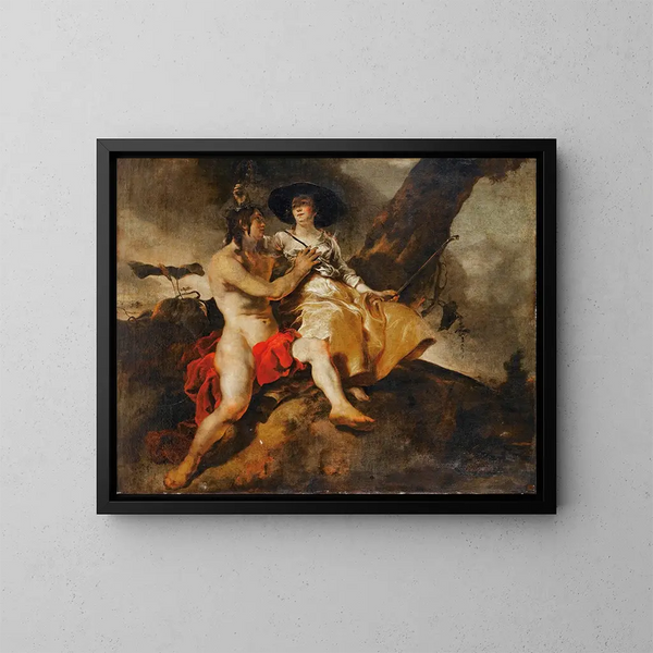 L'Amaryllis couronnant Mirtillo - Jan van Noordt — oprawiony obraz na ścianie