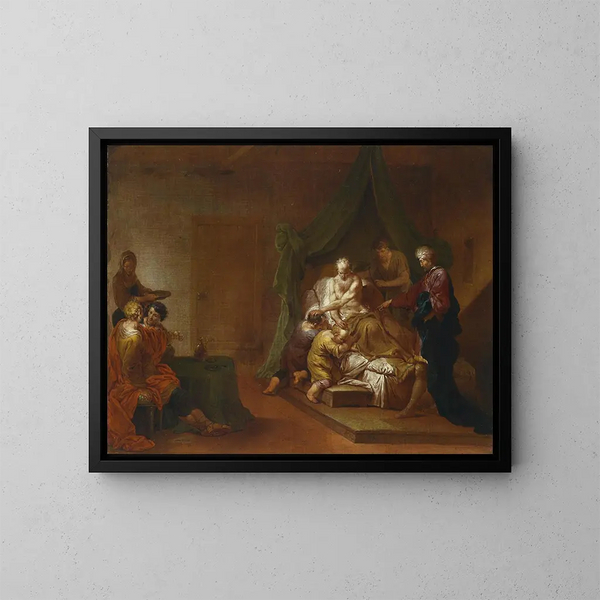 Jakob błogosławi synów Józefa - Januarius Zick — oprawiony obraz na ścianie